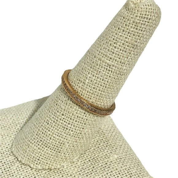 New Pave CZ Women's 8 All Eternity Rose Gold Vermeil Sterling Silver Band Ring - Picture 3 of 6